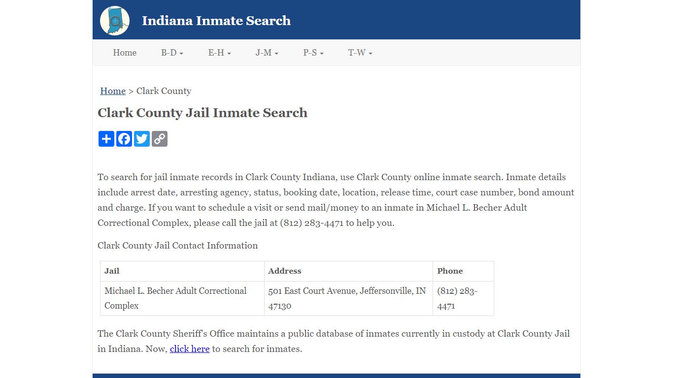 Clark County Jail Inmate Search