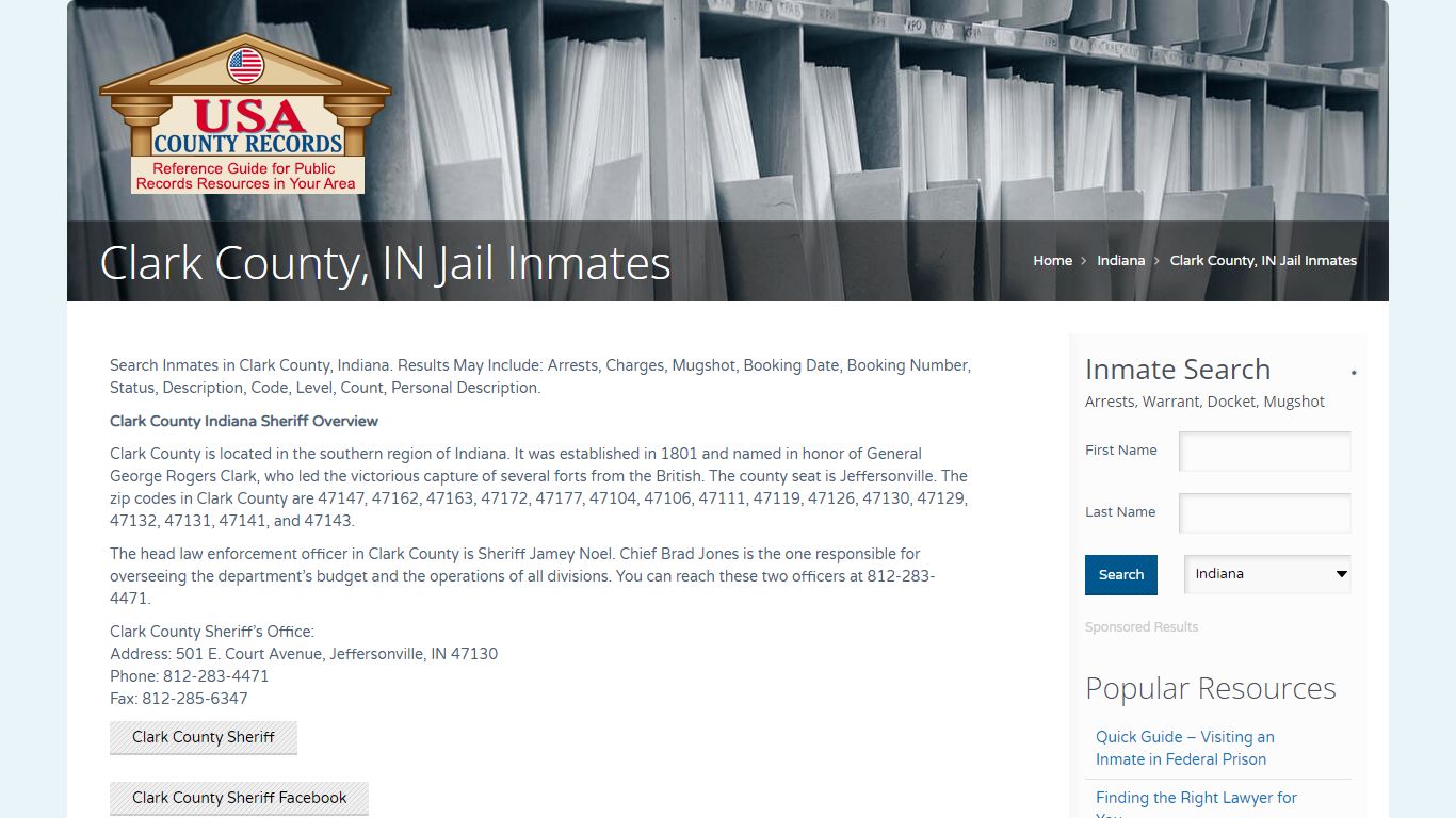 Clark County, IN Jail Inmates | Name Search